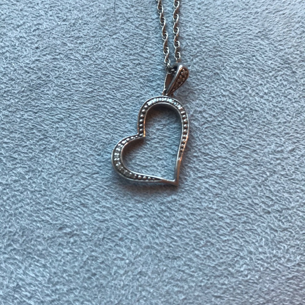 Diamond silver heart necklace